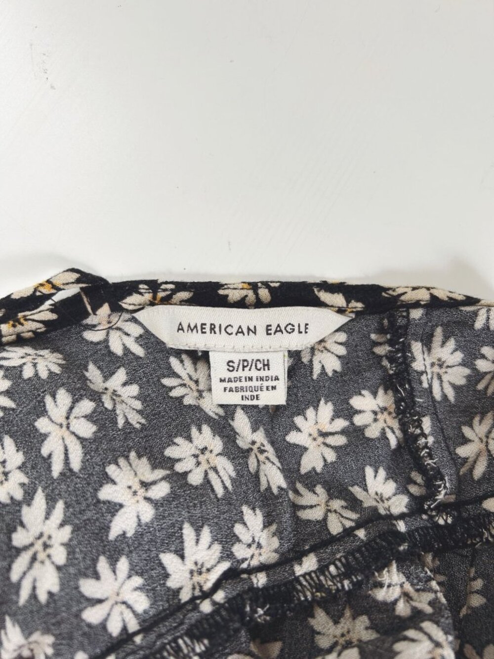 Floral Black & White Short Sleeve Babydoll Dress Open Back Tie Daisy Print S Ame - Picture 10 of 10